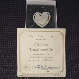 Lenox Ivory Heart Pin with Gold Dove